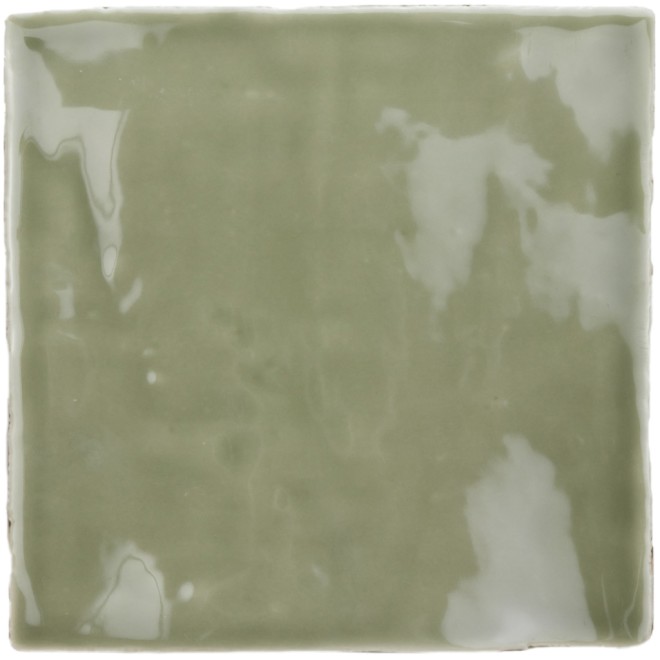 Rustic Handmade Wandtegel 13x13cm Vierkant Glossy Olive Green